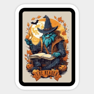 The Reader Retro Monster Halloween Tarot Card Sticker